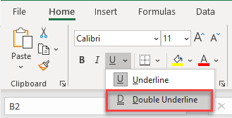 how do i apply single accounting underline in excel